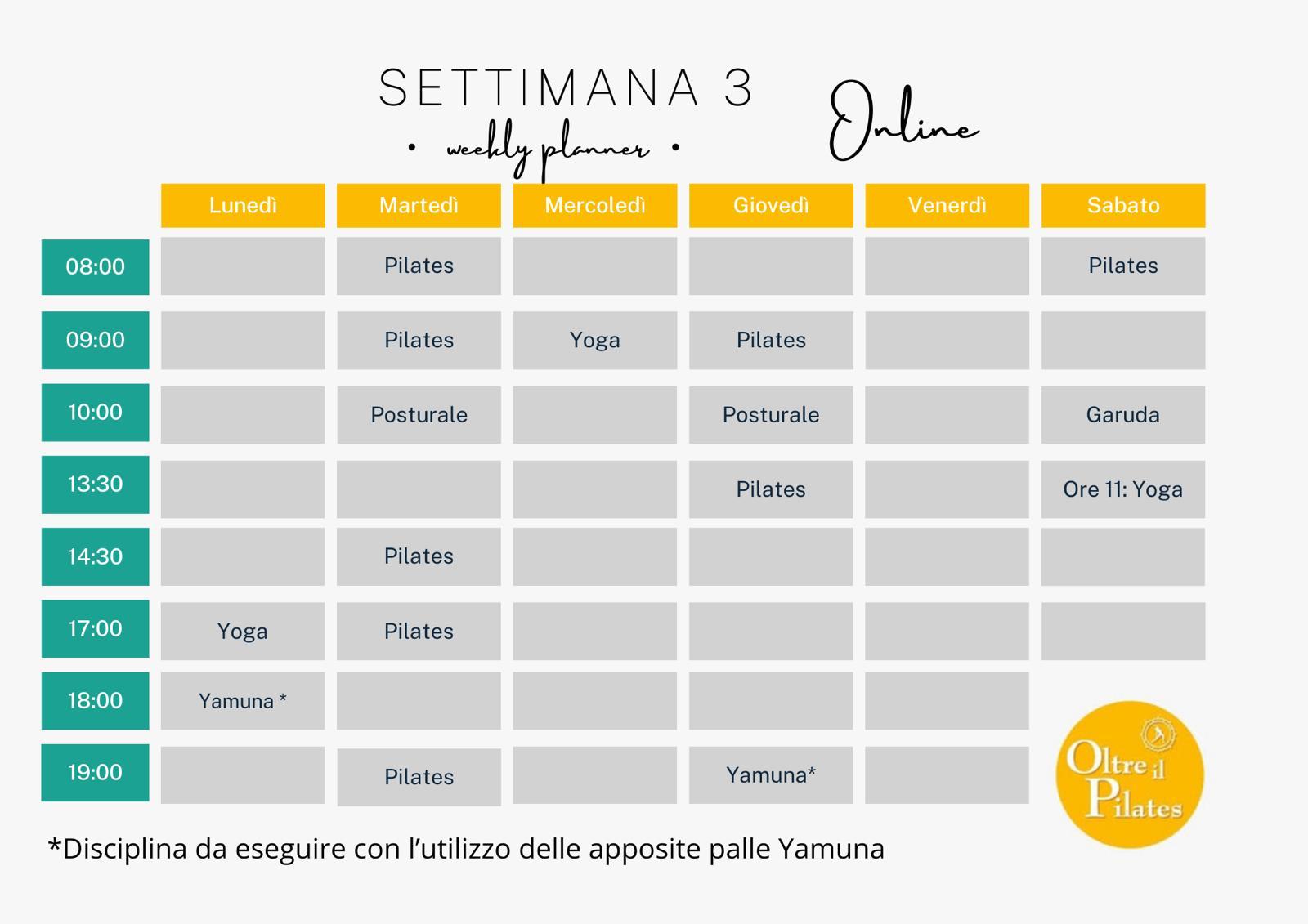 Orario Settimana dal 17 al 23 marzo online