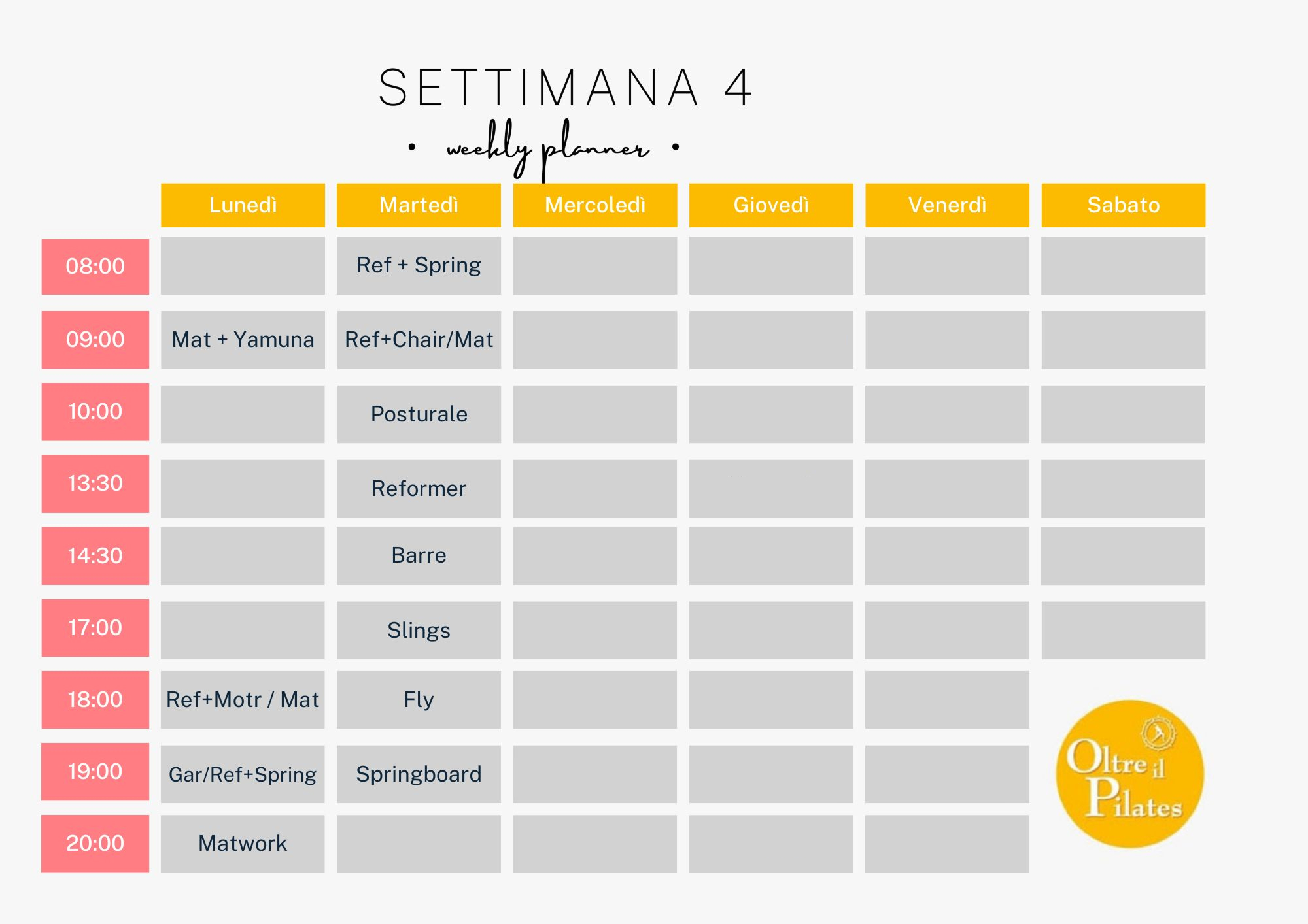 Orario Settimana dal 22 al 28 dicembre